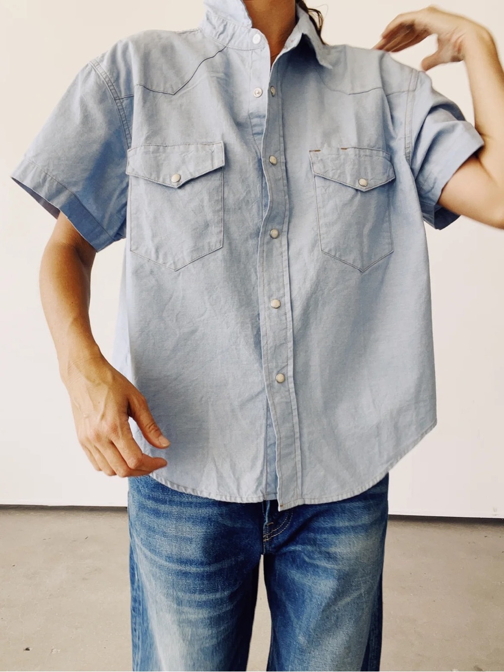 Hey Gang The S/S Western Shirt Chambray, Sz 1 (Smal)